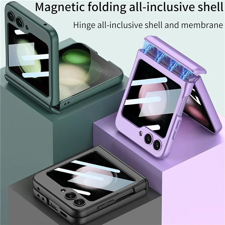 GKK 10691 For Samsung Galaxy Z Flip5 5G Case with Clear Screen Film Magnetic Hinge Protection Phone Cover - Pink