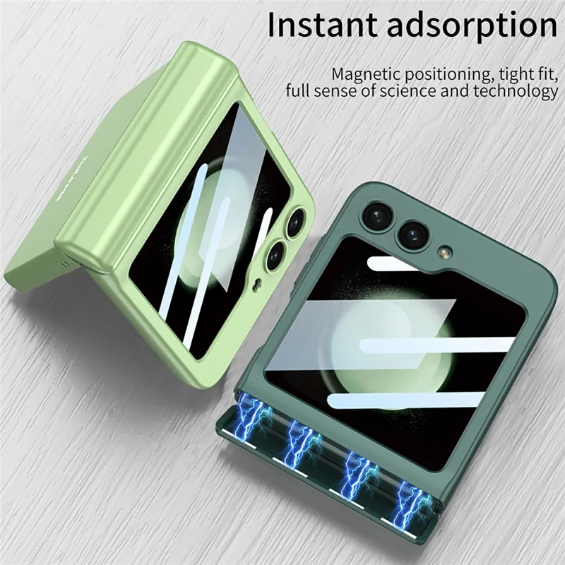 GKK 10691 For Samsung Galaxy Z Flip5 5G Case with Clear Screen Film Magnetic Hinge Protection Phone Cover - Black