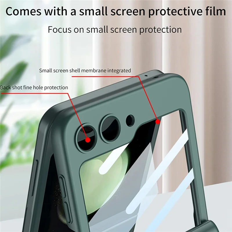 GKK 10691 For Samsung Galaxy Z Flip5 5G Case with Clear Screen Film Magnetic Hinge Protection Phone Cover - Black