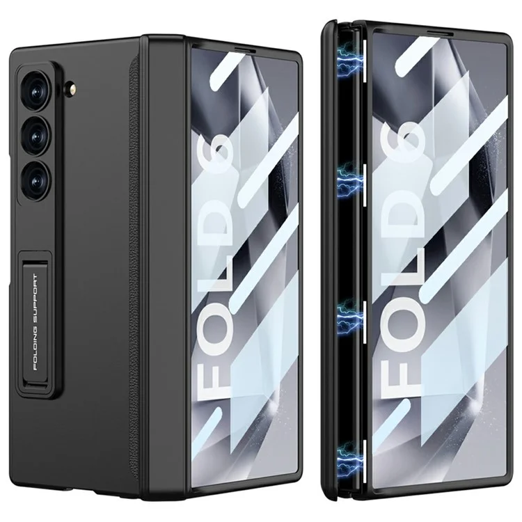 GKK 10691 For Samsung Galaxy Z Fold6 5G Case with Clear Screen Film Magnetic Hinge Kickstand Phone Cover - Black
