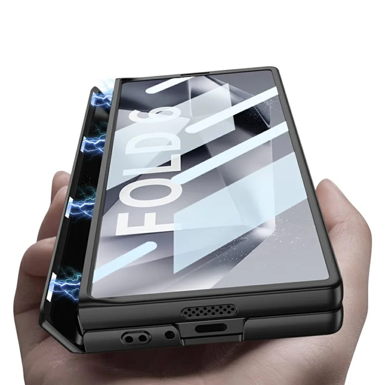 GKK 10691 For Samsung Galaxy Z Fold6 5G Case with Clear Screen Film Magnetic Hinge Kickstand Phone Cover - Black
