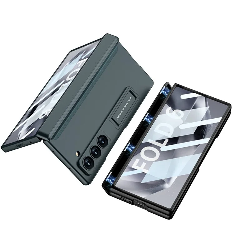 GKK 10691 For Samsung Galaxy Z Fold6 5G Case with Clear Screen Film Magnetic Hinge Kickstand Phone Cover - Black