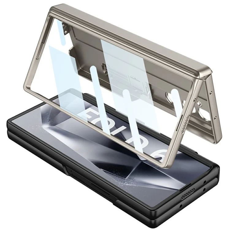 GKK 10691 For Samsung Galaxy Z Fold6 5G Case with Clear Screen Film Magnetic Hinge Kickstand Phone Cover - Black