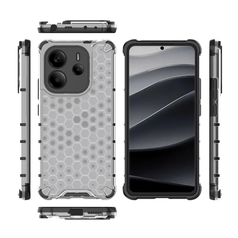For Xiaomi Redmi Note 14 4G (163.25mm) Case PC + TPU Phone Cover Honeycomb Shape - Grey