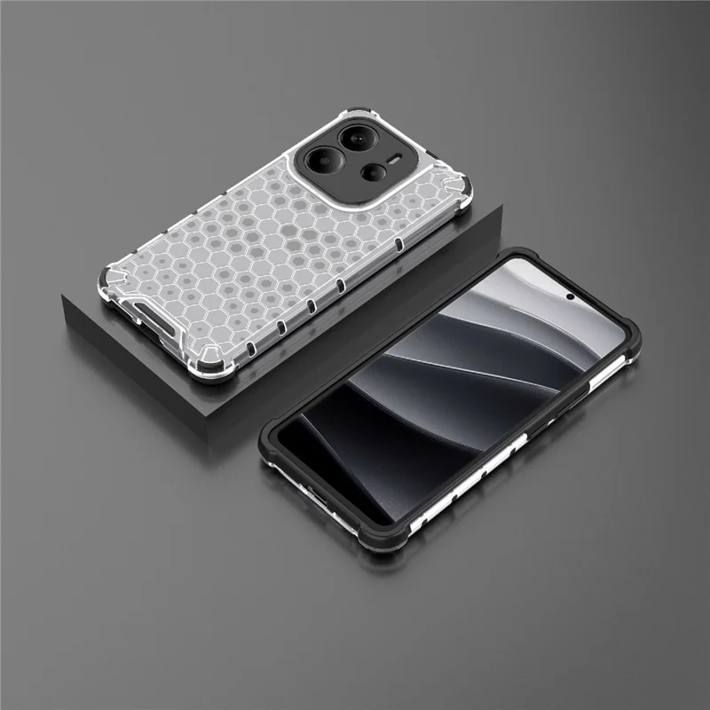 For Xiaomi Redmi Note 14 4G (163.25mm) Case PC + TPU Phone Cover Honeycomb Shape - Grey