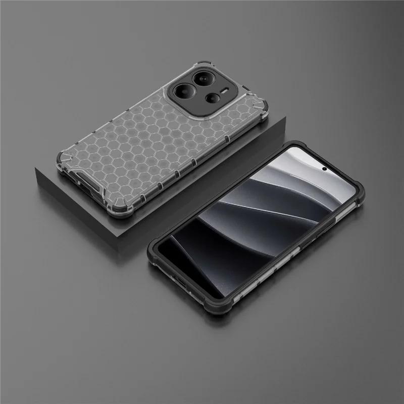 For Xiaomi Redmi Note 14 4G (163.25mm) Case PC + TPU Phone Cover Honeycomb Shape - Black