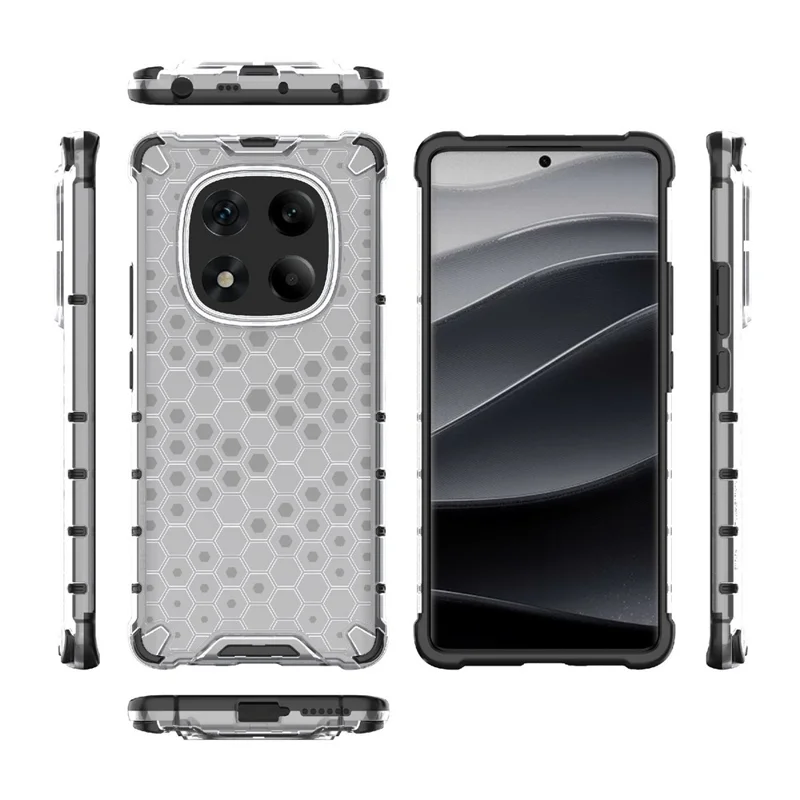 For Xiaomi Redmi Note 14 Pro 4G Case PC + TPU Phone Cover Honeycomb Shape - Grey