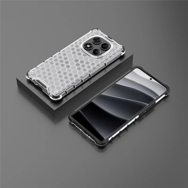 For Xiaomi Redmi Note 14 Pro 4G Case PC + TPU Phone Cover Honeycomb Shape - Grey