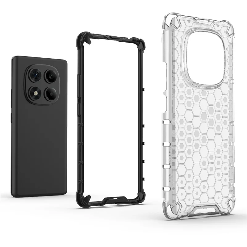 For Xiaomi Redmi Note 14 Pro 4G Case PC + TPU Phone Cover Honeycomb Shape - Grey