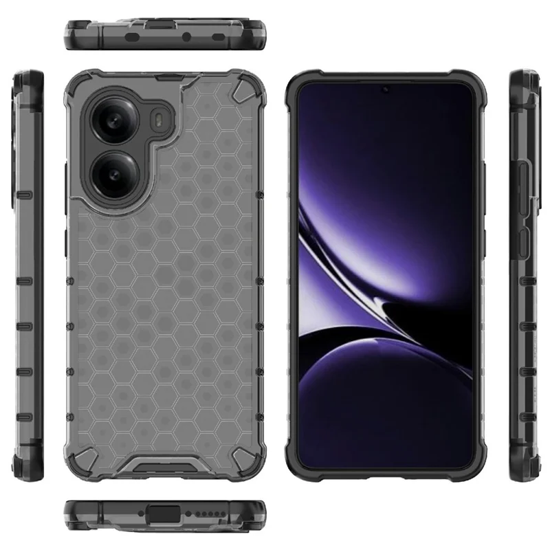 For Xiaomi Poco X7 Pro 5G  /  Redmi Turbo 4 5G Case PC + TPU Phone Cover Honeycomb Shape - Black