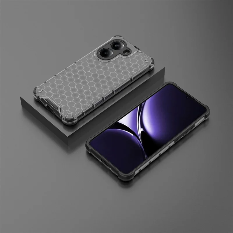 For Xiaomi Poco X7 Pro 5G  /  Redmi Turbo 4 5G Case PC + TPU Phone Cover Honeycomb Shape - Black