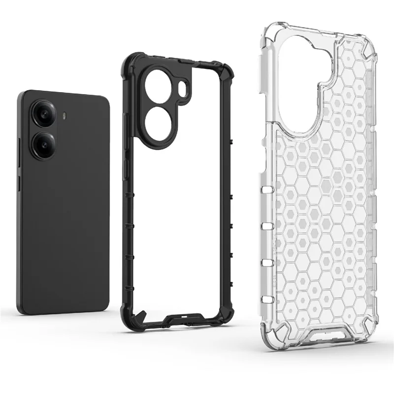 For Xiaomi Poco X7 Pro 5G  /  Redmi Turbo 4 5G Case PC + TPU Phone Cover Honeycomb Shape - Black