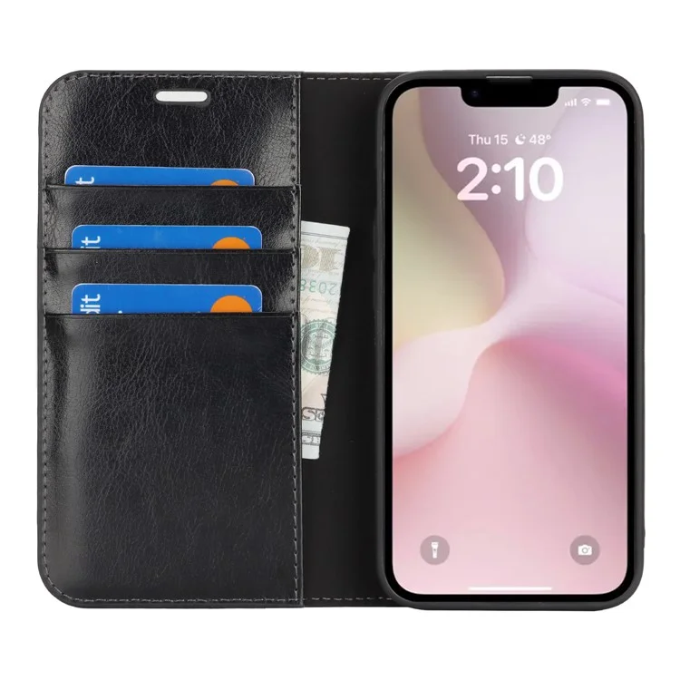 Pour iPhone SE (2025) Étui Texture Cheval Fou Portefeuille en cuir fendu Housse de téléphone - Noir
