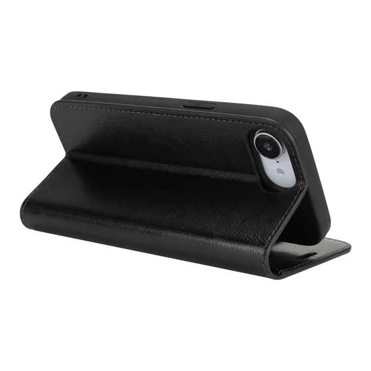 Pour iPhone SE (2025) Étui Texture Cheval Fou Portefeuille en cuir fendu Housse de téléphone - Noir