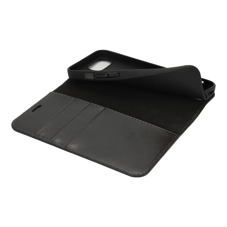 Pour iPhone SE (2025) Étui Texture Cheval Fou Portefeuille en cuir fendu Housse de téléphone - Noir