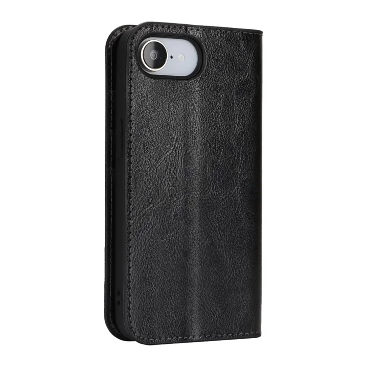 Pour iPhone SE (2025) Étui Texture Cheval Fou Portefeuille en cuir fendu Housse de téléphone - Noir