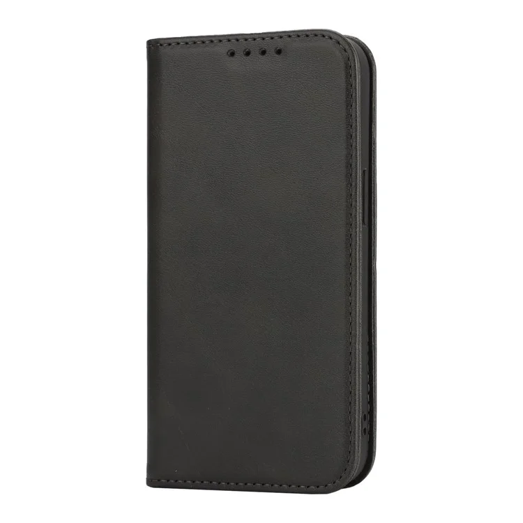 Étui pour iPhone SE (2025) en Cuir PU Texturé Façon Veau avec Fermeture Magnétique - Noir