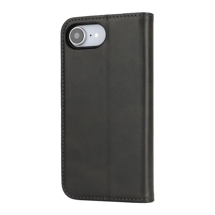 Étui pour iPhone SE (2025) en Cuir PU Texturé Façon Veau avec Fermeture Magnétique - Noir