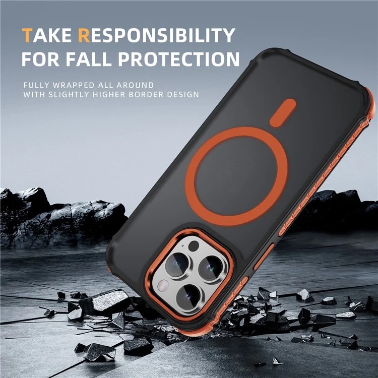 For iPhone 13 Pro Max Case Compatible with MagSafe PC + TPU Skin Feeling Back Cover - Orange
