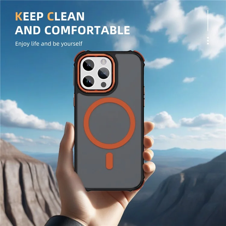 For iPhone 13 Pro Max Case Compatible with MagSafe PC + TPU Skin Feeling Back Cover - Orange