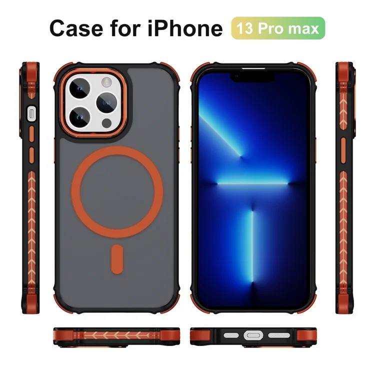 For iPhone 13 Pro Max Case Compatible with MagSafe PC + TPU Skin Feeling Back Cover - Orange