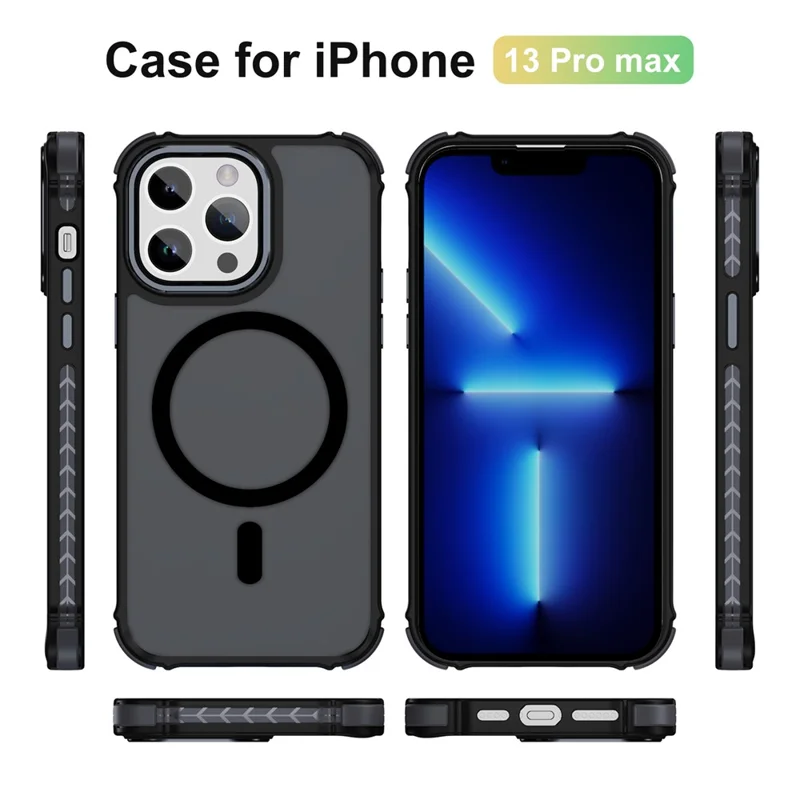 For iPhone 13 Pro Max Case Compatible with MagSafe PC + TPU Skin Feeling Back Cover - Black