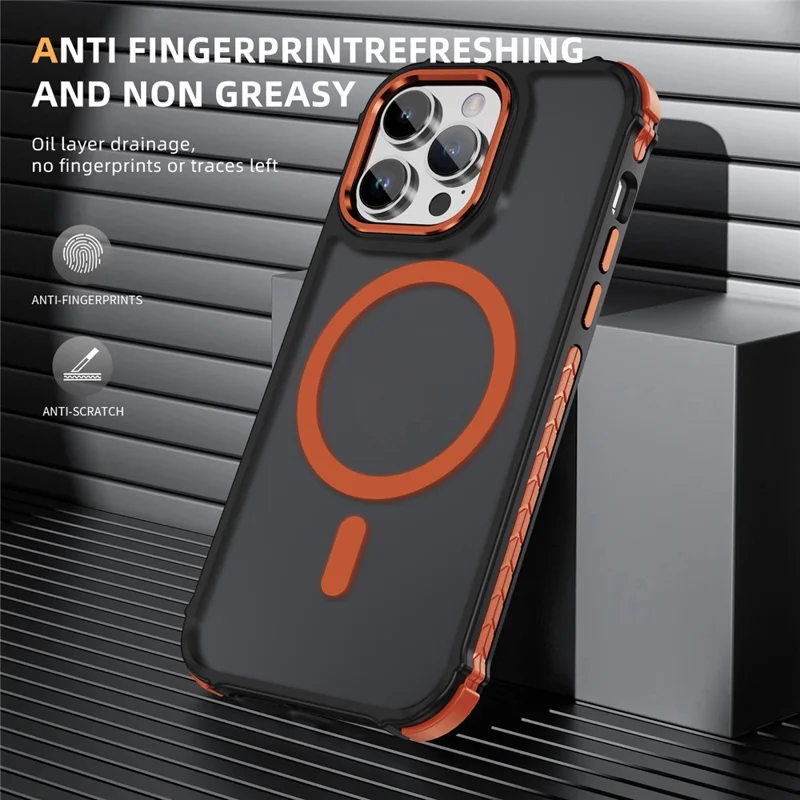 For iPhone 14 Pro Max Case Compatible with MagSafe PC + TPU Skin Feeling Back Cover - Orange