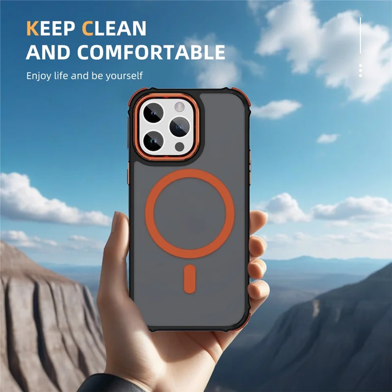 For iPhone 14 Pro Max Case Compatible with MagSafe PC + TPU Skin Feeling Back Cover - Orange