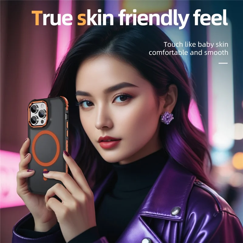For iPhone 14 Pro Max Case Compatible with MagSafe PC + TPU Skin Feeling Back Cover - Orange