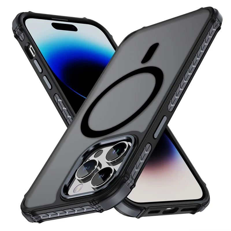 For iPhone 14 Pro Max Case Compatible with MagSafe PC + TPU Skin Feeling Back Cover - Black