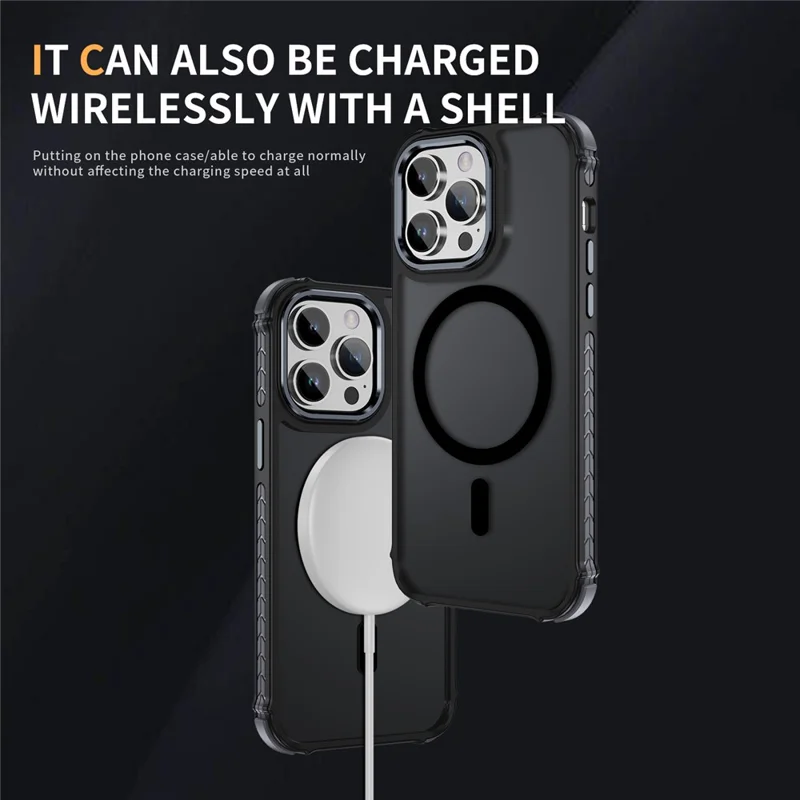 For iPhone 14 Pro Max Case Compatible with MagSafe PC + TPU Skin Feeling Back Cover - Black