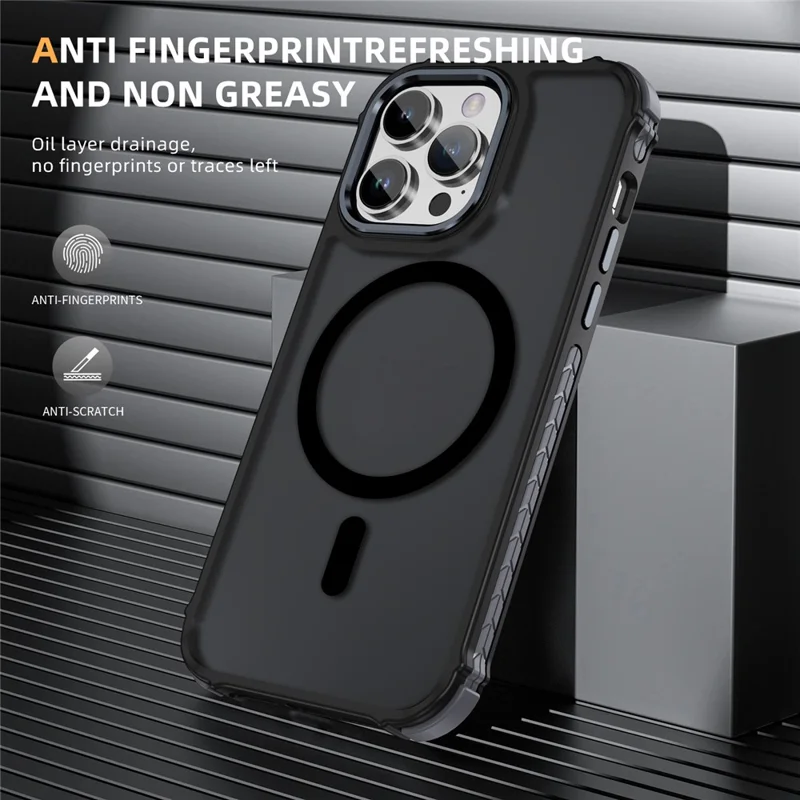 For iPhone 14 Pro Max Case Compatible with MagSafe PC + TPU Skin Feeling Back Cover - Black