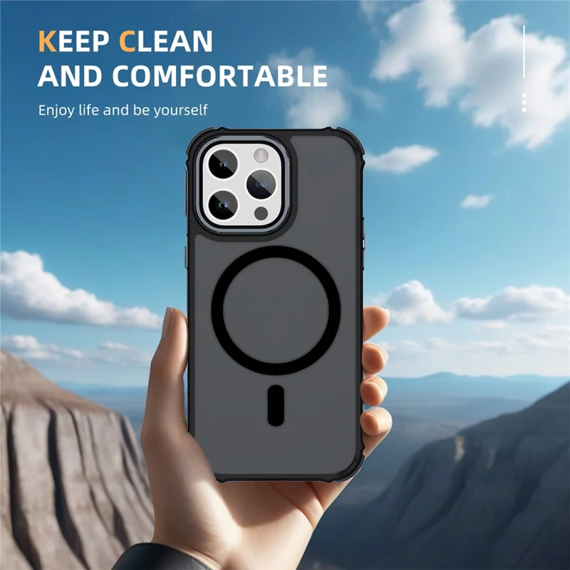 For iPhone 14 Pro Max Case Compatible with MagSafe PC + TPU Skin Feeling Back Cover - Black