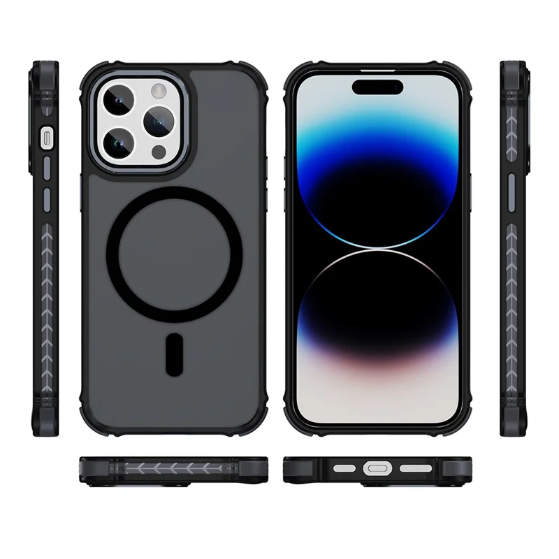 For iPhone 14 Pro Max Case Compatible with MagSafe PC + TPU Skin Feeling Back Cover - Black