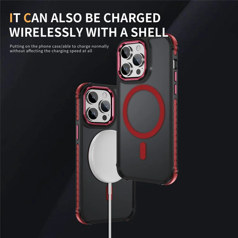 For iPhone 14 Pro Case Compatible with MagSafe PC + TPU Skin Feeling Back Cover - Red