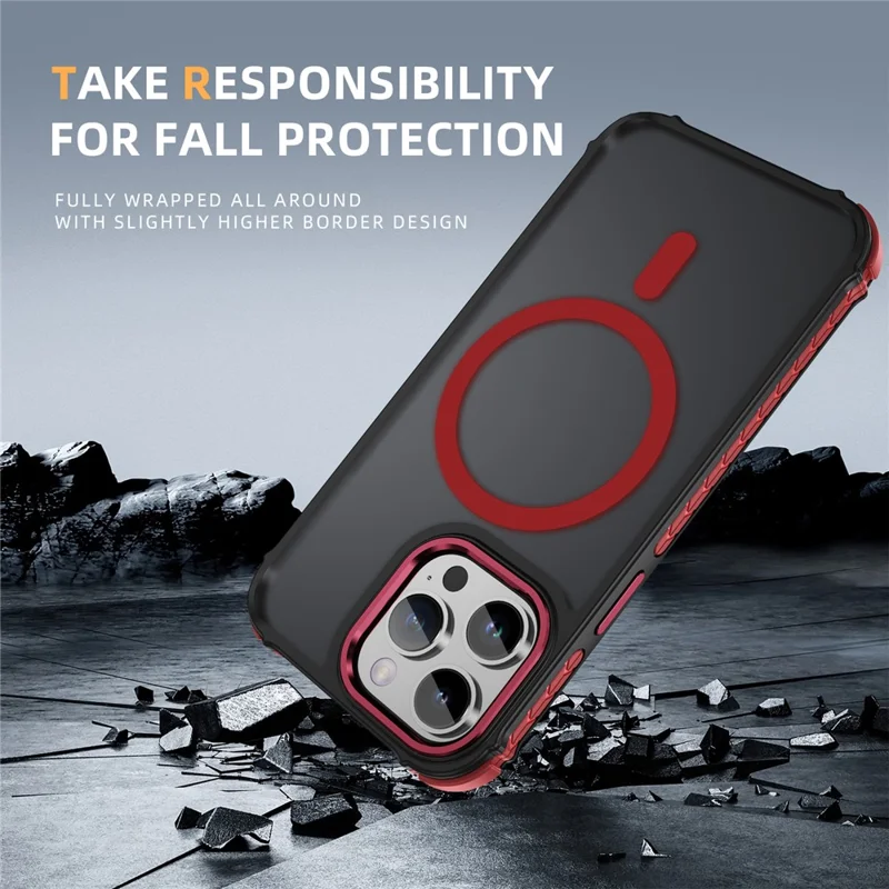 For iPhone 14 Pro Case Compatible with MagSafe PC + TPU Skin Feeling Back Cover - Red