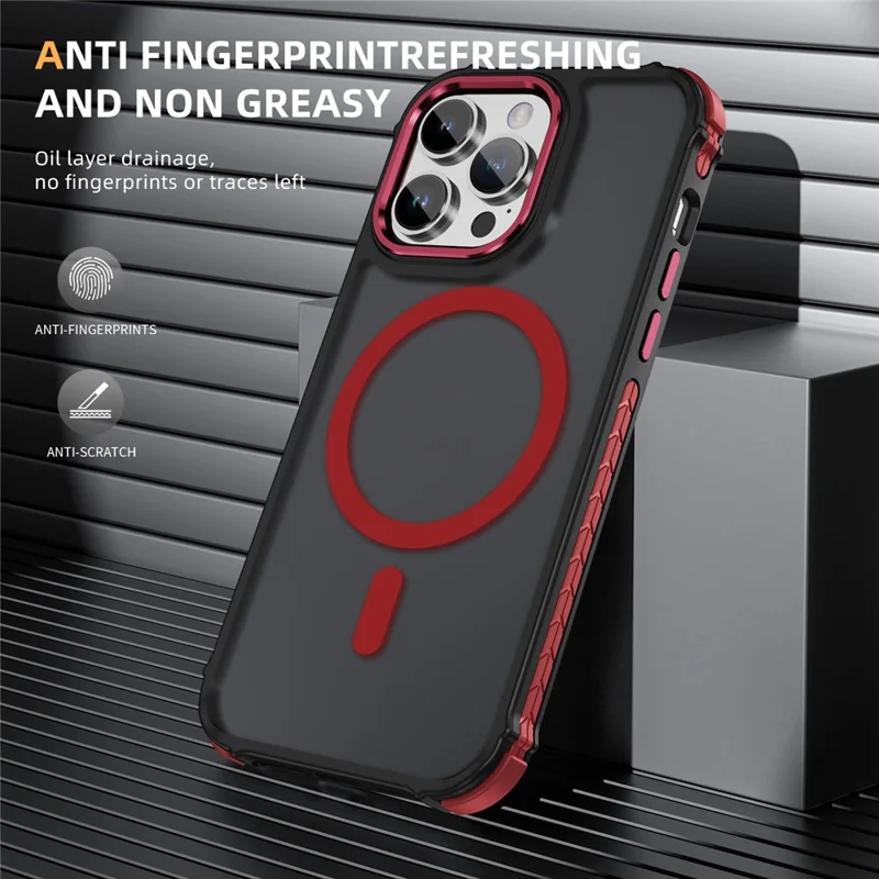 For iPhone 14 Pro Case Compatible with MagSafe PC + TPU Skin Feeling Back Cover - Red