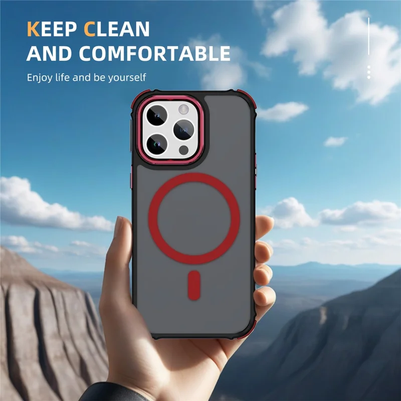For iPhone 14 Pro Case Compatible with MagSafe PC + TPU Skin Feeling Back Cover - Red