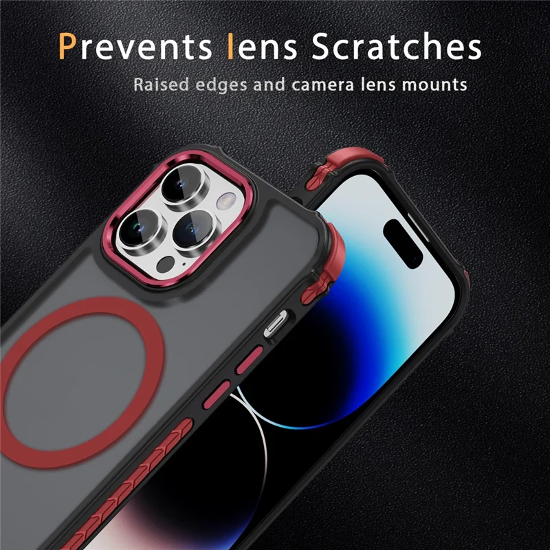 For iPhone 14 Pro Case Compatible with MagSafe PC + TPU Skin Feeling Back Cover - Red