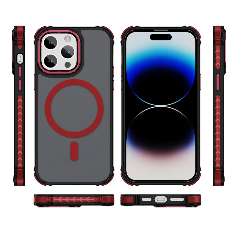 For iPhone 14 Pro Case Compatible with MagSafe PC + TPU Skin Feeling Back Cover - Red