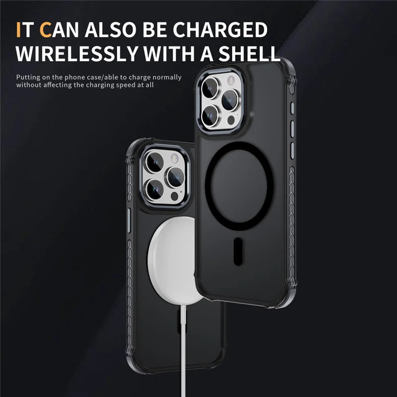 For iPhone 15 Pro Max Case Compatible with MagSafe PC + TPU Skin Feeling Back Cover - Black