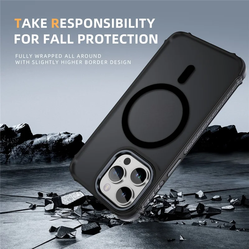 For iPhone 15 Pro Max Case Compatible with MagSafe PC + TPU Skin Feeling Back Cover - Black