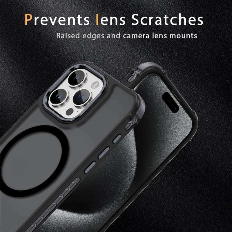 For iPhone 15 Pro Max Case Compatible with MagSafe PC + TPU Skin Feeling Back Cover - Black