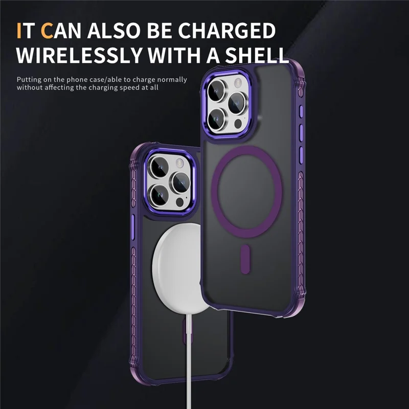 Pour étui iPhone 15 Pro Max Compatible avec MagSafe PC + TPU Effet Peau Coque Arrière - Violet