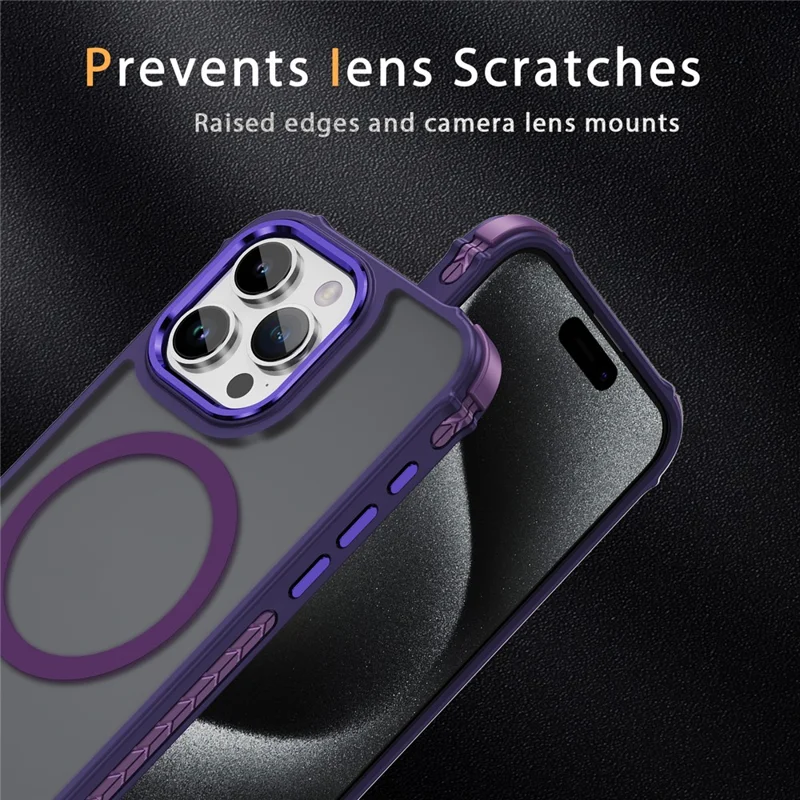 Pour étui iPhone 15 Pro Max Compatible avec MagSafe PC + TPU Effet Peau Coque Arrière - Violet
