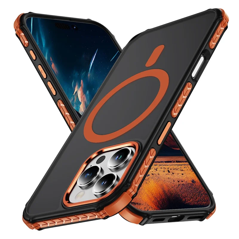 For iPhone 16 Pro Max Case Compatible with MagSafe PC + TPU Skin Feeling Back Cover - Orange