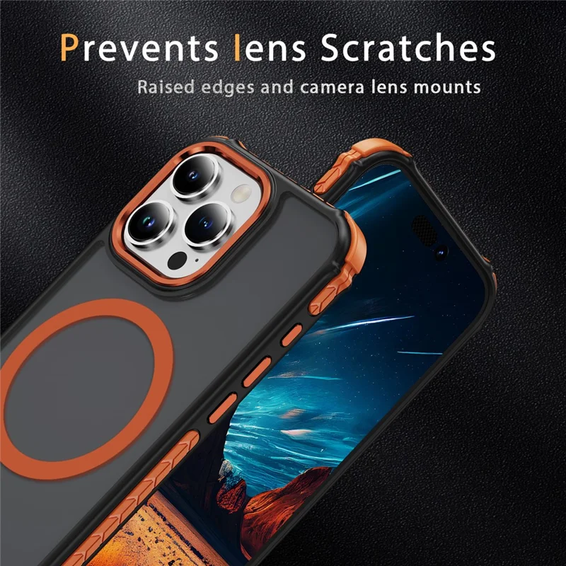 For iPhone 16 Pro Max Case Compatible with MagSafe PC + TPU Skin Feeling Back Cover - Orange