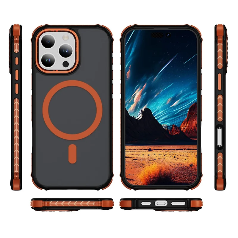 For iPhone 16 Pro Max Case Compatible with MagSafe PC + TPU Skin Feeling Back Cover - Orange