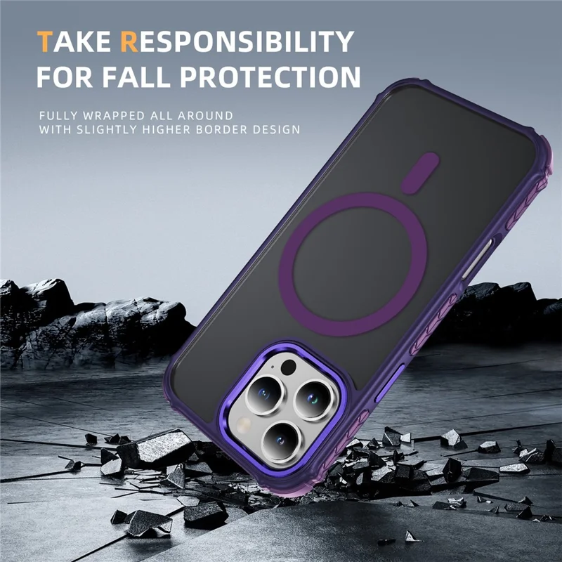 Capa para iPhone 16 Pro Max Compatível com MagSafe, PC + TPU com Sensação de Pele, Tampa Traseira - Roxa