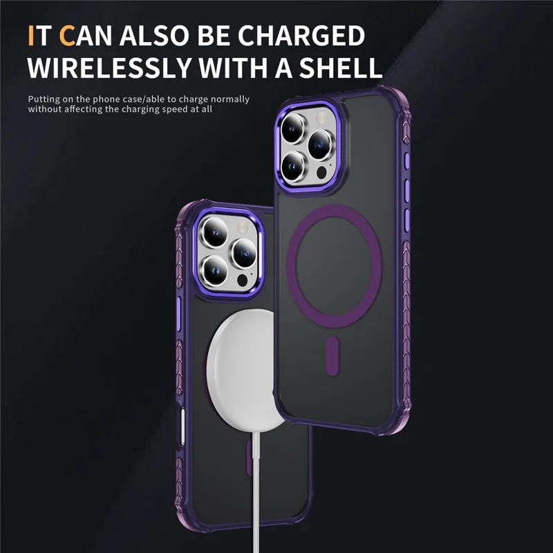 Capa para iPhone 16 Pro Compatível com MagSafe PC + TPU com Sensação de Pele - Roxa